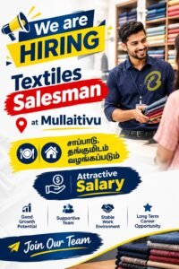 We Are Hiring - Sales Man Mullaitivu