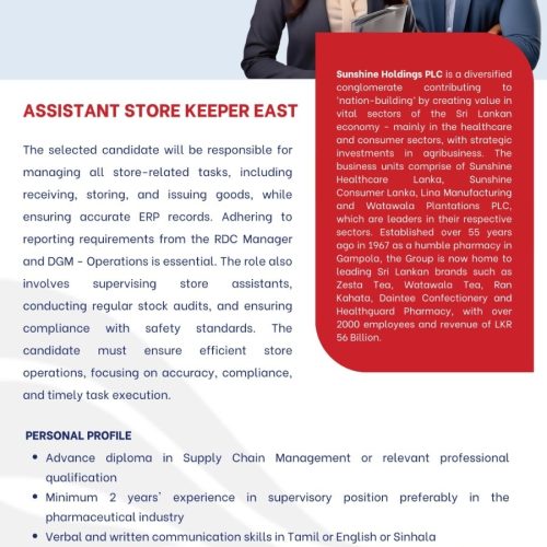 Assistant Store Keeper Sunshine Holdings Plc