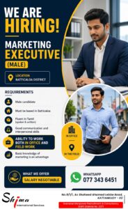 Marketing Executive Male Batticaloa - Shima Kattankudy