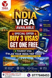Indian Tourist Visa Available Yera Global (Pvt) Ltd Colombo
